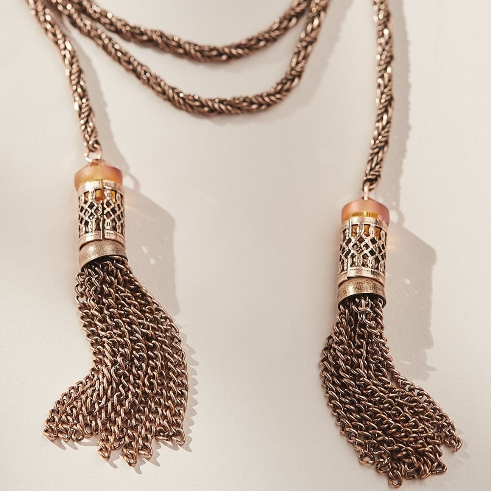 Alex and Ani Gold Tassle Wrap Necklace